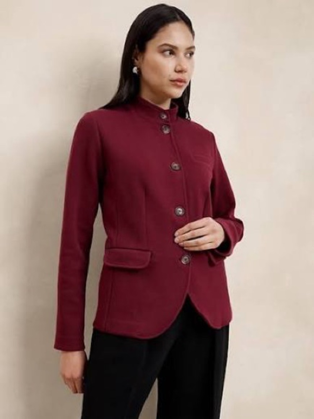 Banana Republic Knit Pique Blazer in Bright Wine - Small Petite
